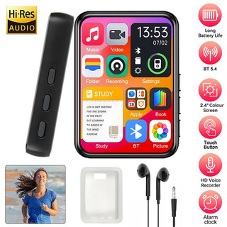 Leitor de MP3 com tela sensível ao toque, alto-falante HiFi de 2,4", som perfeito para esportes e corrida