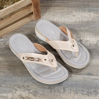 Senhoras tamanho grande 35-43 cunha Casual respirável chinelos leves praia flip-flops sandálias 9.12
