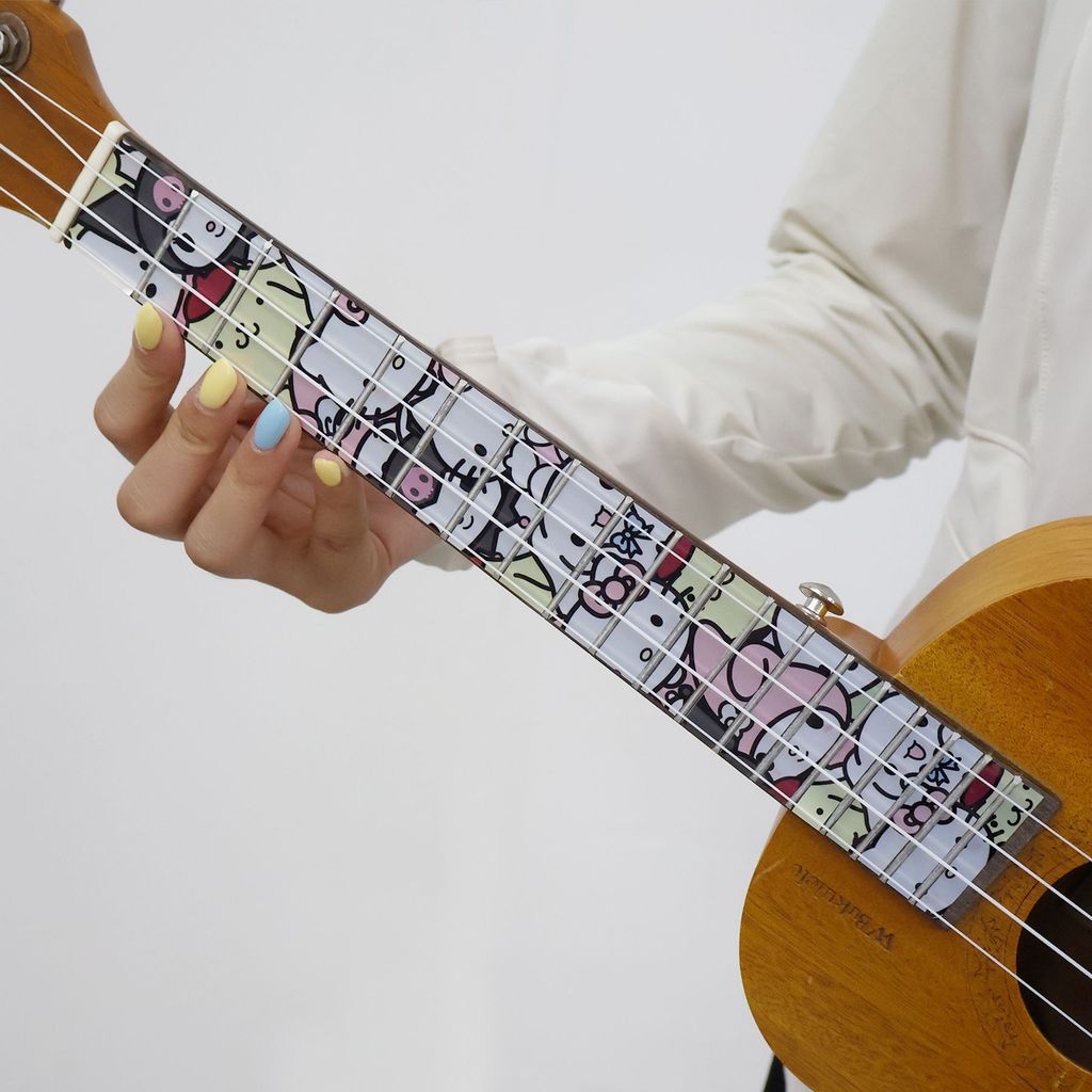 Ukulele fingerboard adesivo ukulele fingerboard adesivo dos desenhos animados guitarra elétrica decoração guitarra finge