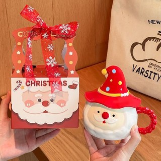 Copo de natal cerâmica caneca fofa com tampa presente de alto valor xícara de café velho copo de água menina criativa
