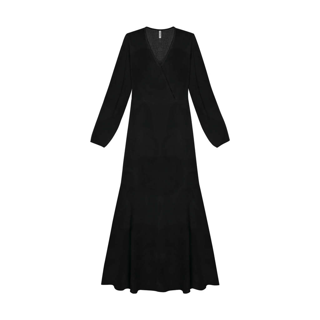 Vestido Longo Feminino Transpassado Marialícia Preto