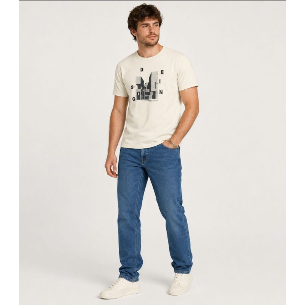 Camiseta Masculina em Meia Malha Diametro Bege