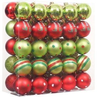50 Peças Enfeites De Bola De Natal Inquebráveis 4 Cm (1.6 ") Pequenos Mini Conjunto De Decorações De Árvore , Férias Pen