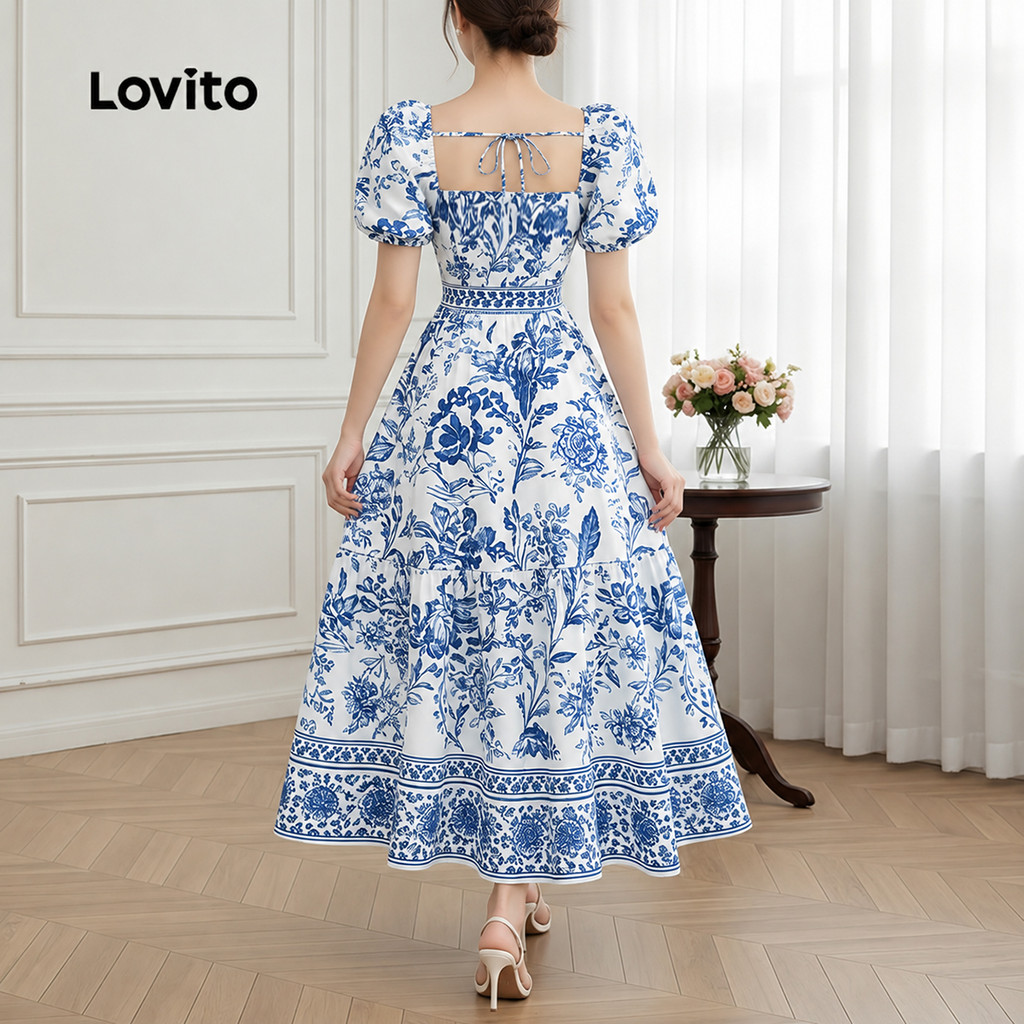 Lovito Vestido Feminino Férias Zíper Azul Primavera Verão Ref LK5ED210 · foto 2