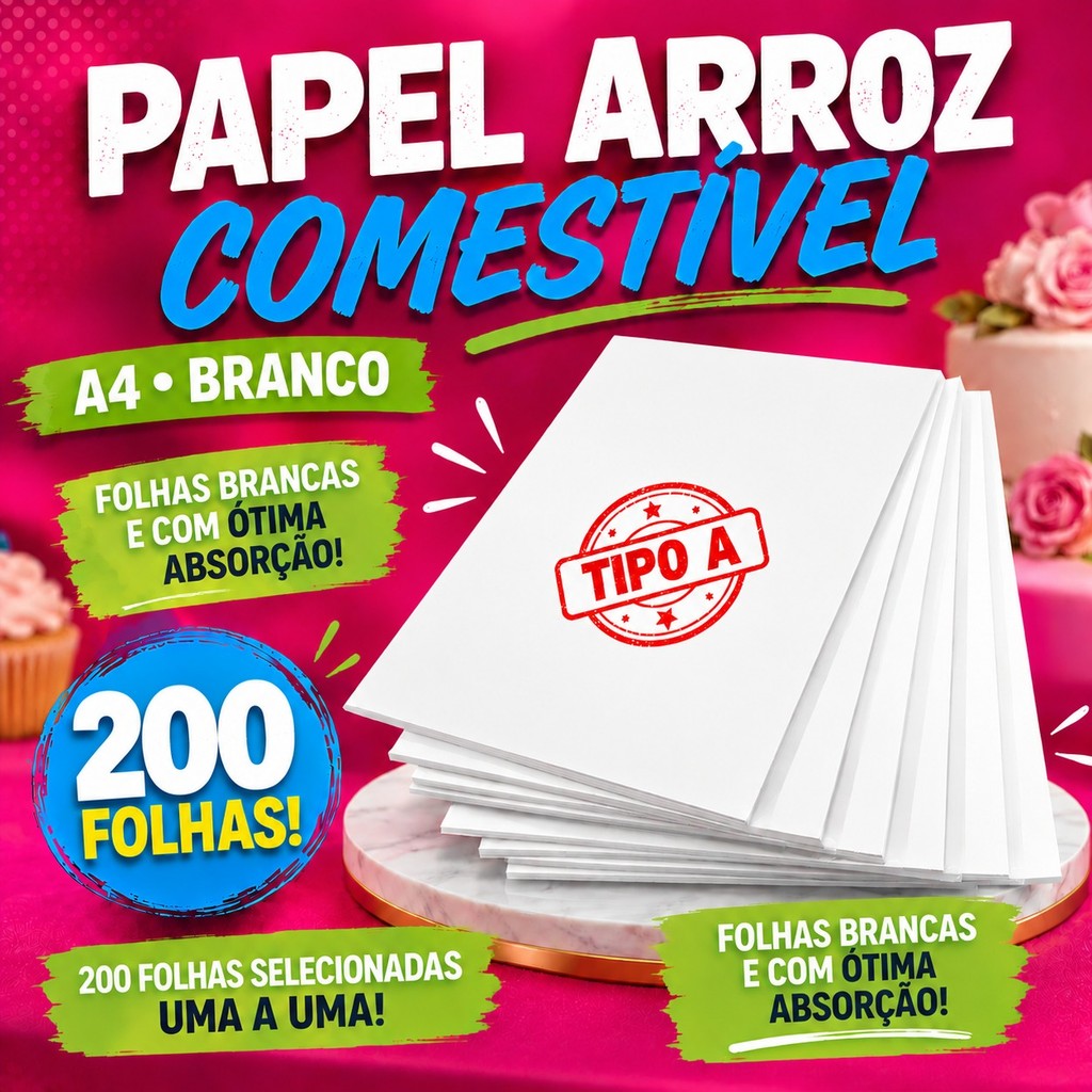 Artimagem 2 Pacotes Com 100 Un. Papel Arroz A4 Em Branco - 200 Folhas