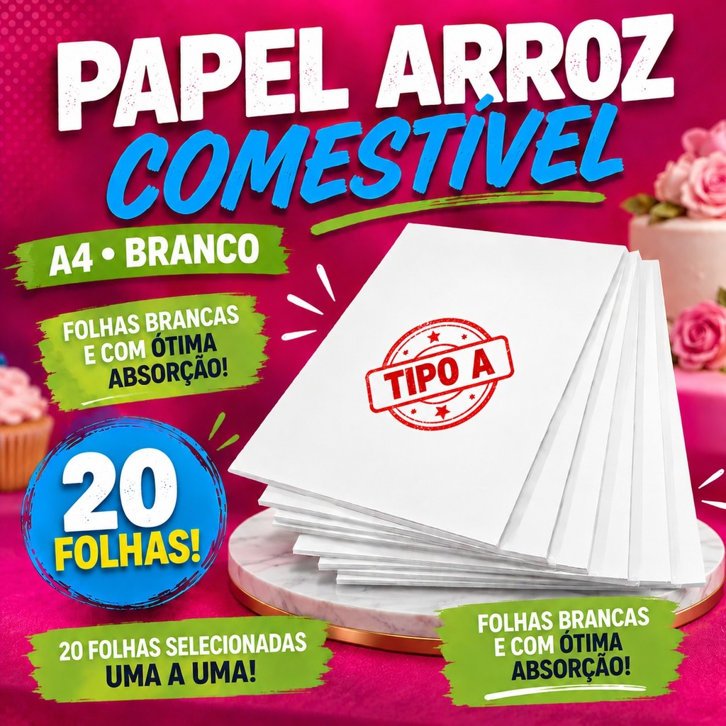 Recomendação Yona - 20un Papel de Arroz A4 Branco Artimagem Papel Tipo A
