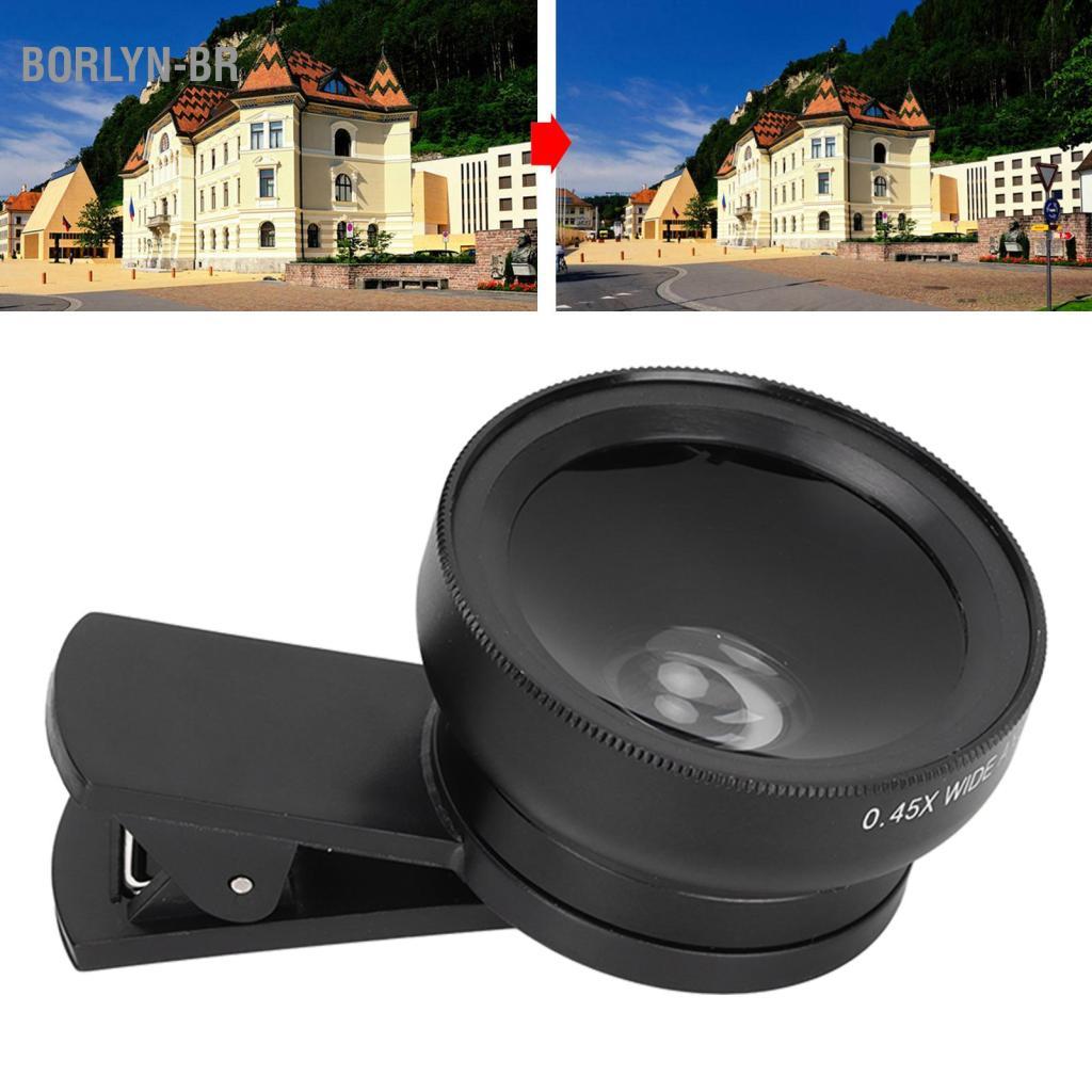 Borlyn-br Kit de lente de telefone celular 2 em 1 0,45X grande angular 12,5X câmera macro profissional com clipe
