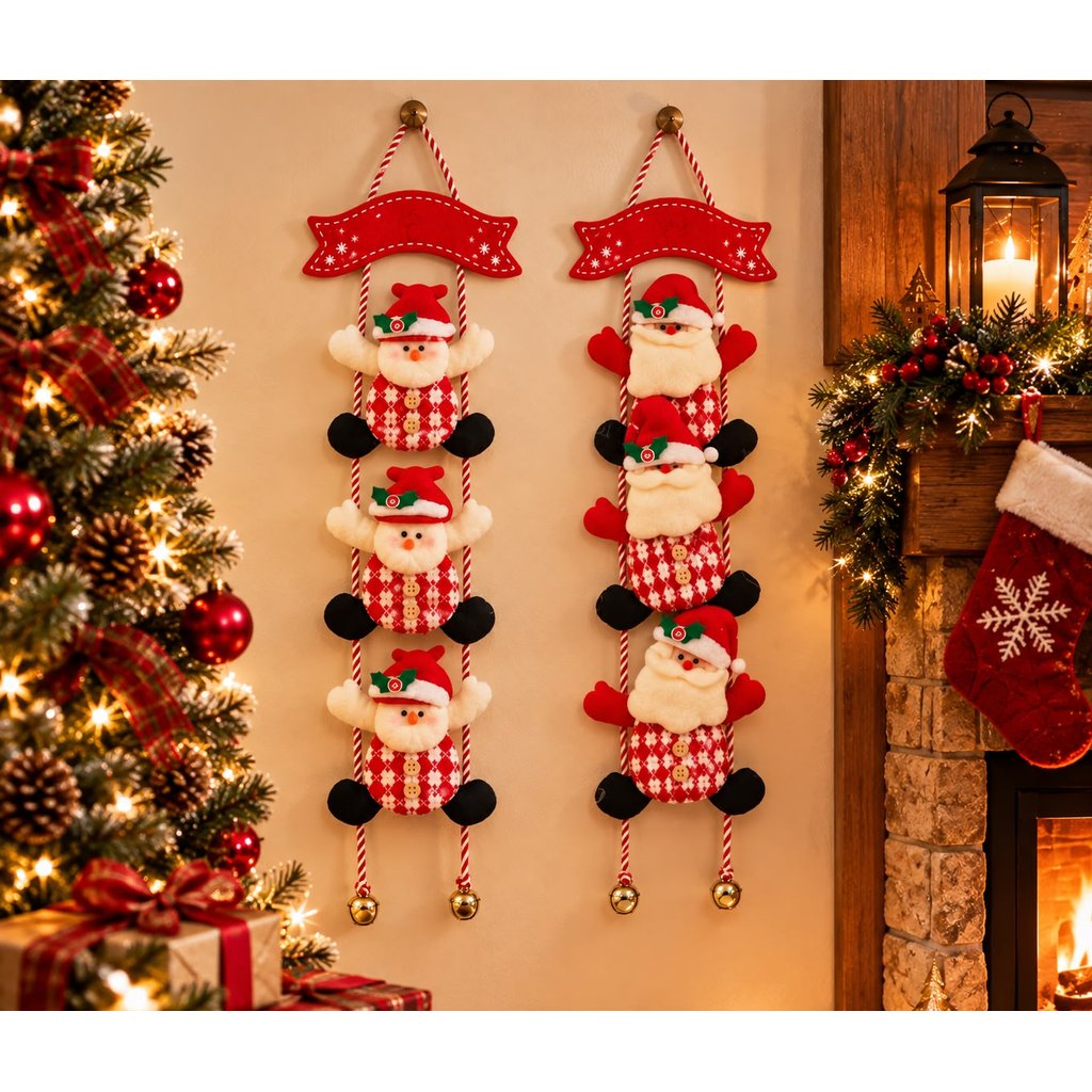 Kit 2 Enfeites Com Sino Natal Decoração Entrada Casa Pendurar Guirlanda Portas Paredes Placa Decorativa Com Corda MSFILM
