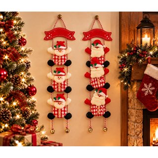 Kit 2 Enfeites Com Sino Natal Decoração Entrada Casa Pendurar Guirlanda Portas Paredes Placa Decorativa Com Corda MSFILM