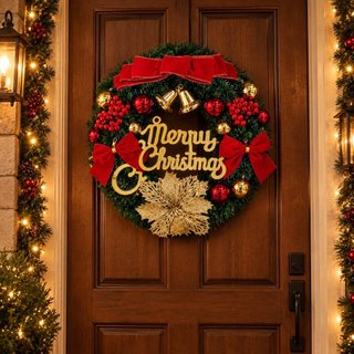 Guirlanda com Pisca Pisca Decoração De Natal Porta Sinal De Parede luxo MSFILM