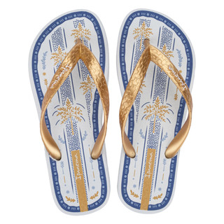 Chinelo de Dedo Ipanema Dourado Branco Azul Happy Feminino Leve Macio 25279
