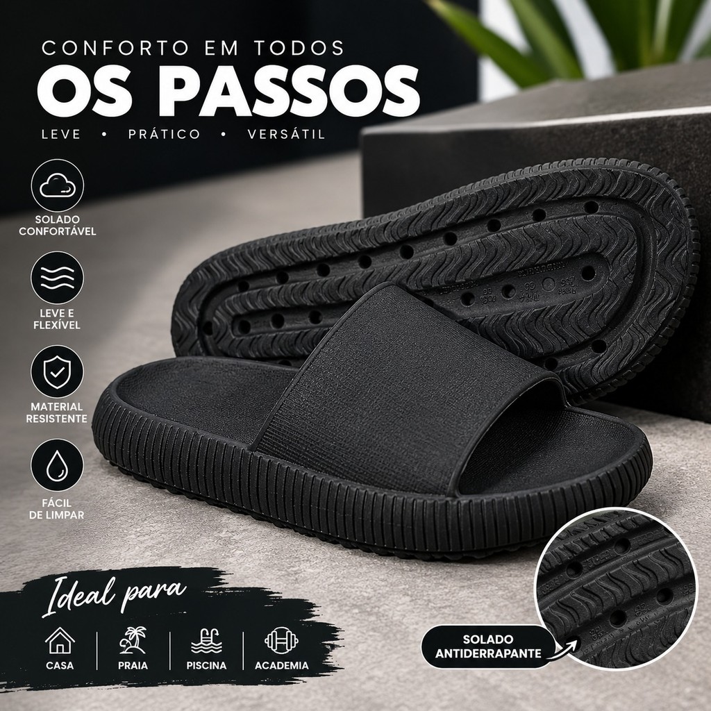 Chinelo Nuvem Slide Ortopédico Feminino Masculino Macio Confortável Flexível