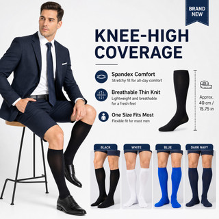 Meias Masculinas , Sociais De Tubo Médio De Elastano Finas E Elásticas Respiráveis Até O Joelho , Roupas Formais
