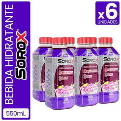 Bebida Hidrotônica Sorox Uva 550ml - Zero Açúcar e Baixa Caloria Pack C/6