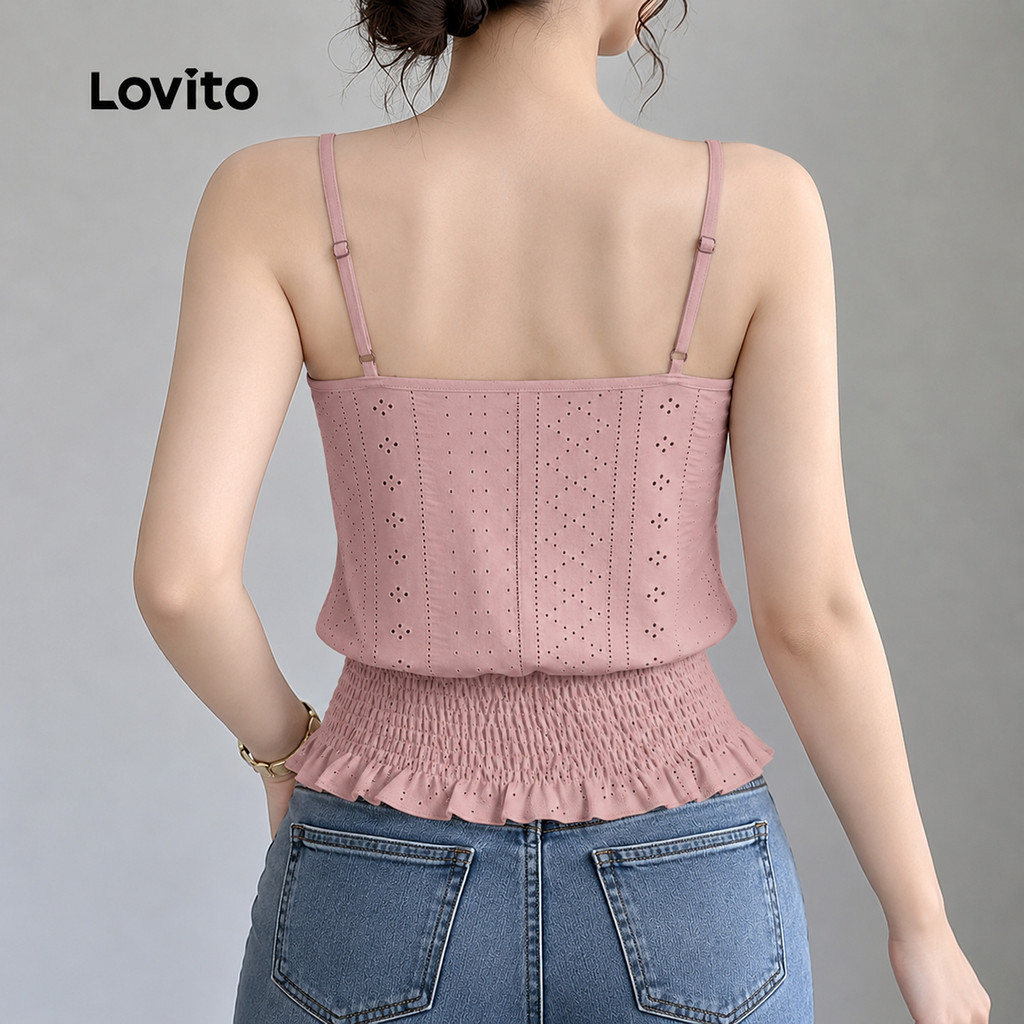 Lovito Top Casual Feminino Rosa com Pregas primavera/verão TKK9P2D681 · foto 2