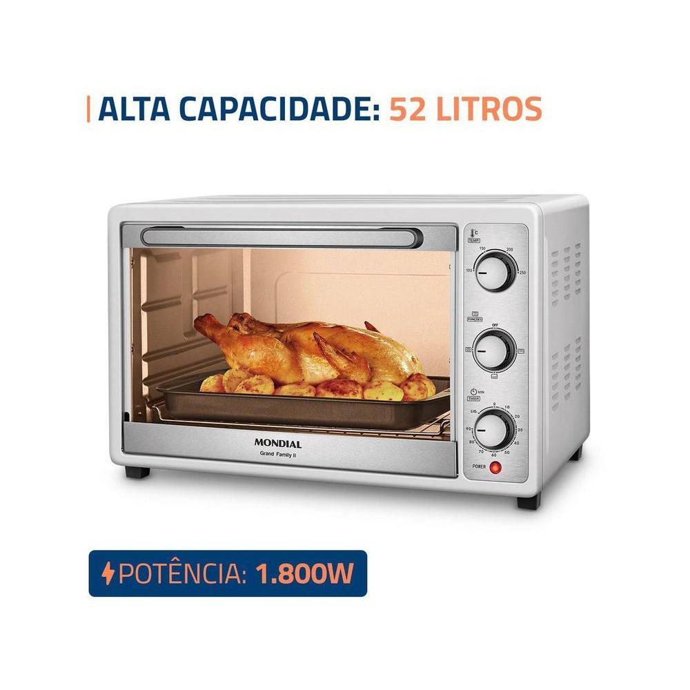 Forno Elétrico de Bancada Mondial Multifuncional 52L Branco e Prata Grand Family II FRN-52-W — imagem 2 de 2