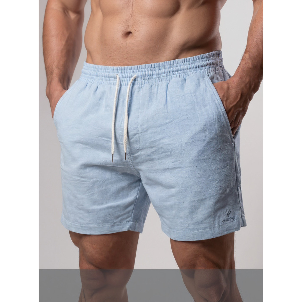 Kit 2 Bermudas Masculinas Linho Elastano Praiana Confortável Verão — bella_home_lar
