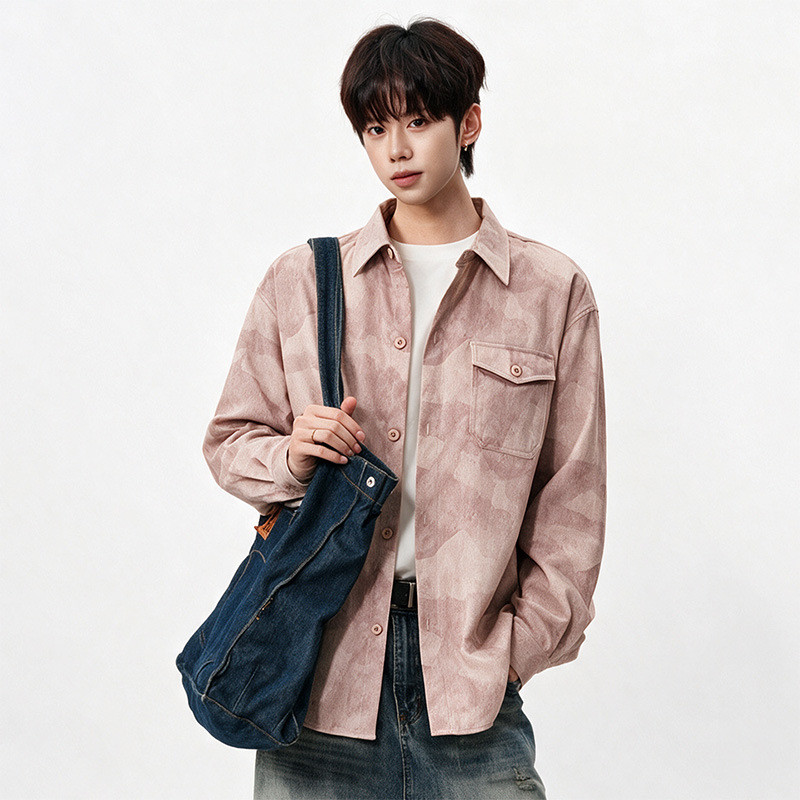 2026 novo estilo masculino camuflagem camisa de manga comprida solta jaqueta Casual primavera outono estilo All-Match ru