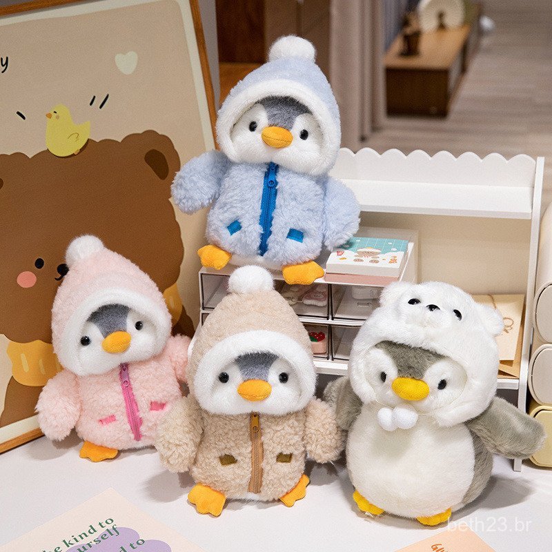 Boneco de pinguim para travestismo, chapéu de pinguim, brinquedo de pelúcia, boneco de pano para acalmar, animal polar, 