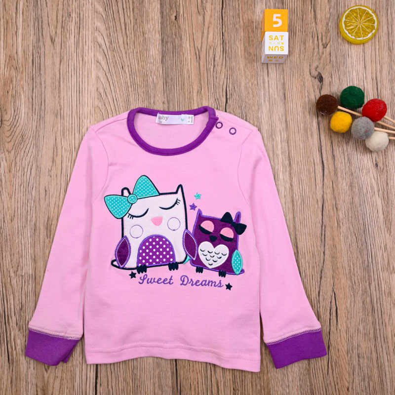 Comércio exterior europeu americano primavera outono meninas puro algodão manga comprida camiseta bebê menina bonito Cas