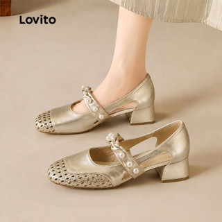 Lovito Sapatos De Salto Alto Elegantes Para O Escritório Com Recortes Vazados Confortáveis ​​para Usar O Dia Todo Na Cor Champanhe Para Mulheres HEFB124FX022