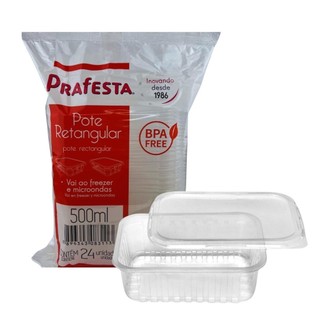 24un Pote Marmita Descartável 500ml Freezer Microondas -PRAFESTA