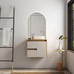 Gabinete para Banheiro em Madeira Kyoto 60 Branco/Jequitiba/Offwhite