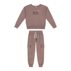 Conjunto Longo Infantil Menino Moletom Colorittá Marrom