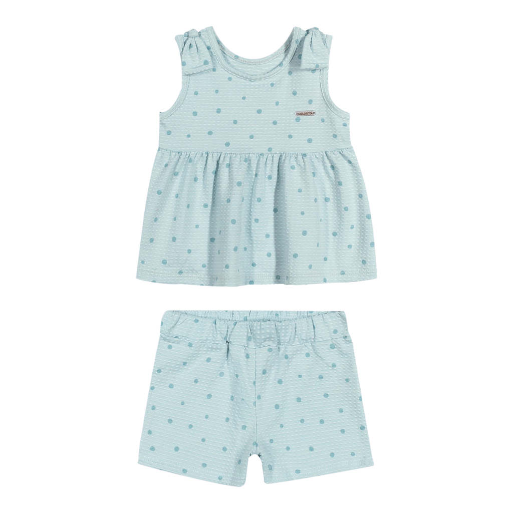 Conjunto Bebê Menina Textura Poá Colorittá Azul — imagem 2 de 2