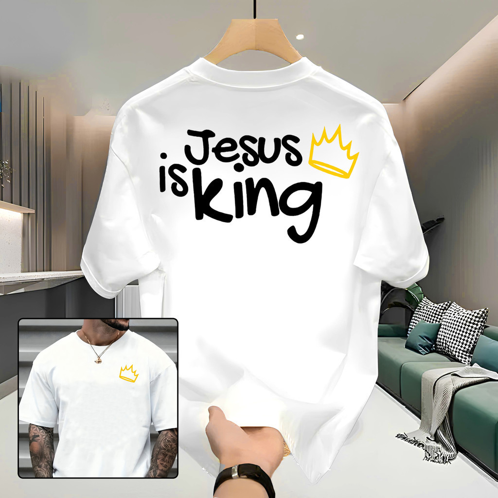[Camiseta Premium em Algodão Puro]GXG Camiseta Masculina Streetwear 100% Algodão Estampada Jesus Is King Camisa Unissex 