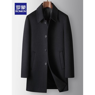 Lomon casaco de lã masculino de comprimento médio lapela negócios blusão outono inverno novo estilo pai de meia-idade Wo