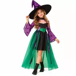 Fantasia Halloween Bruxa Infantil Vestido de Luxo Com Cauda