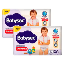 Kit Fralda Descartável Babysec Premium Shortinho Hiper XG 42 Unidades - 2 Unidades