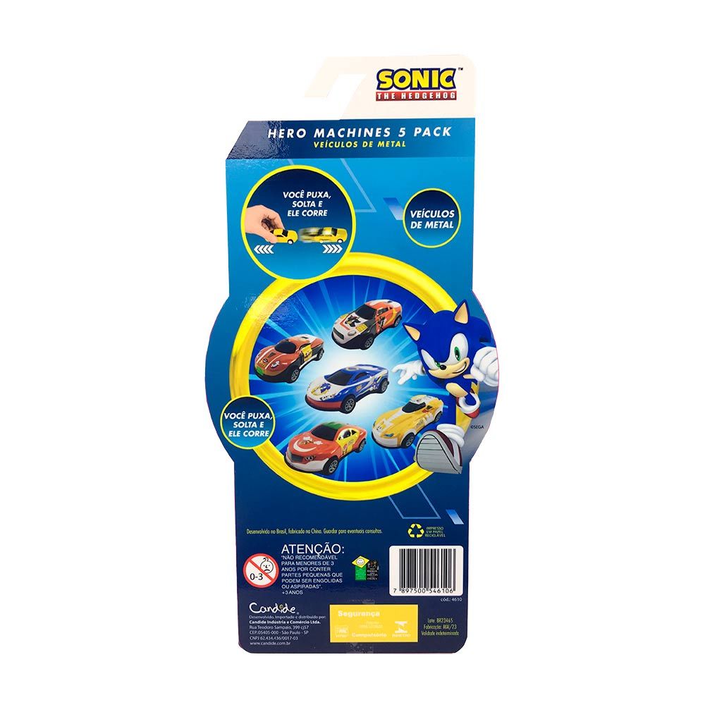 Kit 5 Mini Carros Sonic Candide — imagem 2 de 2