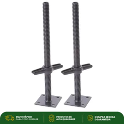 Kit 2 Sapatas Ajustáveis para Andaime Metalpama 45cm Barra Roscada Chapa 12cm