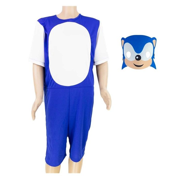Fantasia Sonic Menino Infantil Curta com Máscara Festa Carnaval Halloween
 em Oferta na Shopee