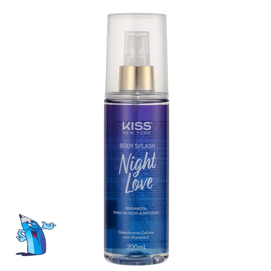 BODY SPLASH KISS NEW YORK NIGHT LOVE PERFUME CORPORAL 200ML C/ VITAMINA E em Oferta na Shopee