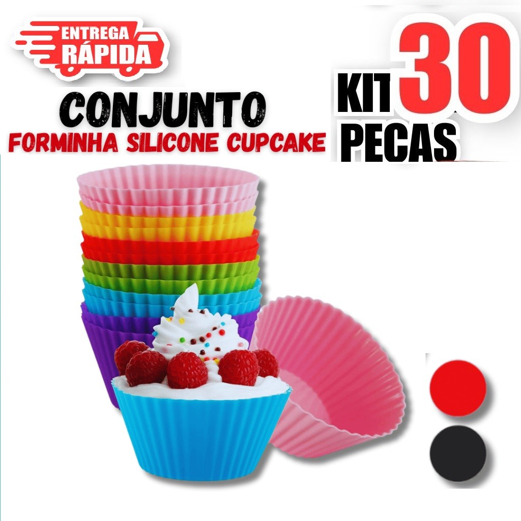 30 Peças de Forminhas de Silicone, Ideal para Cupcake Bolinhos e Confeitaria Variáveis Utilidades