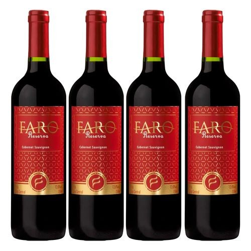 Vinho Chileno Tinto Reserva 2019 Faro Cabernet Sauvignon 750ml Kit 4Un