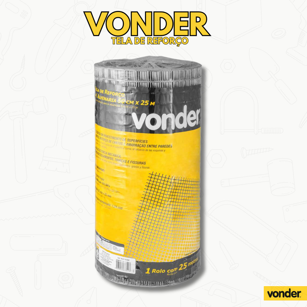 Tela de Reforço Para Alvenaria 0,5x 25 Metros Vonder Aço Galvanizado Profissional