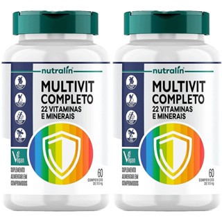Kit 2X Multivit Completo 22 Vitaminas e Minerais Vegano - 60 Comprimidos - Nutralin em Oferta na Shopee
