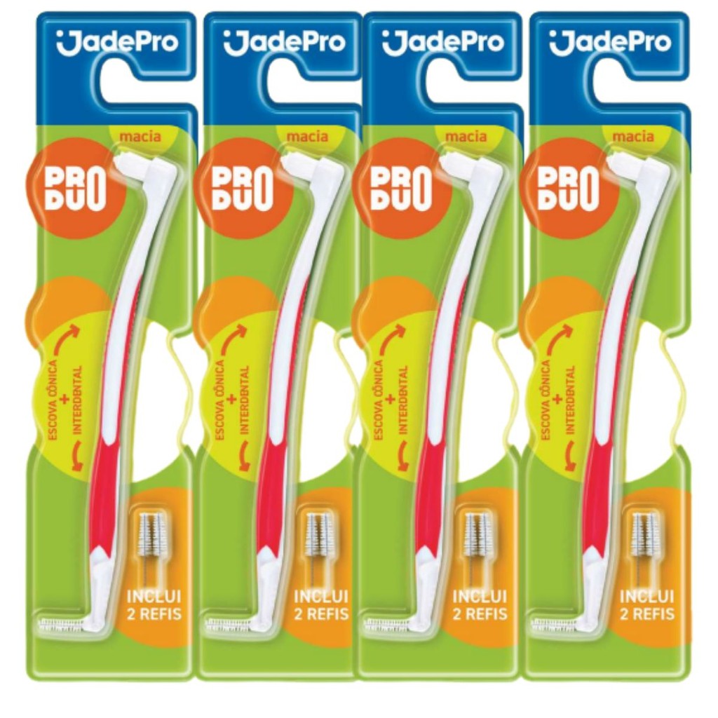 Escova Interdental + Cônica PróDuo JadePro + 2 Refis + Capinha >  Aparelho Ortodôntico ou Ponte Fixa