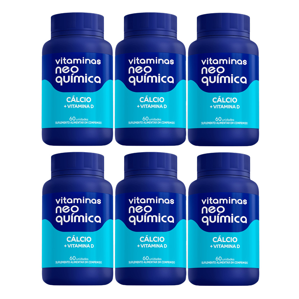 Kit 6 Suplemento Cálcio + Vitamina D 60 Cápsulas - Neo Química