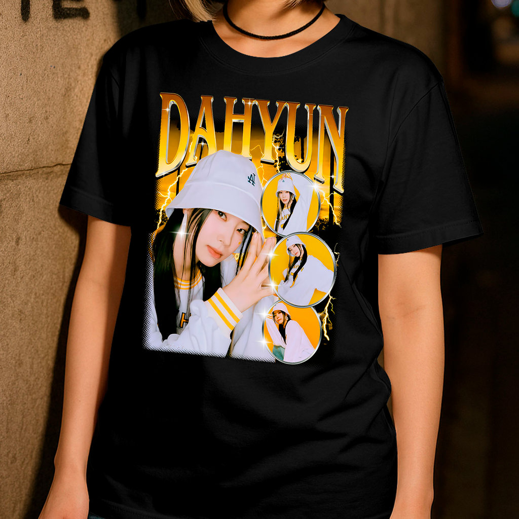 Roupas Moda Coreana Blusa Camiseta Algodão Unissex Dahyun Twice Estilo Kpop Estampada Casual Fã Idol Feminina Look Kpop