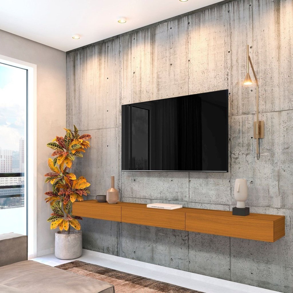 Rack para TV suspenso 100% MDF até 75 Polegadas Suspenso   Cedro em Oferta na Shopee