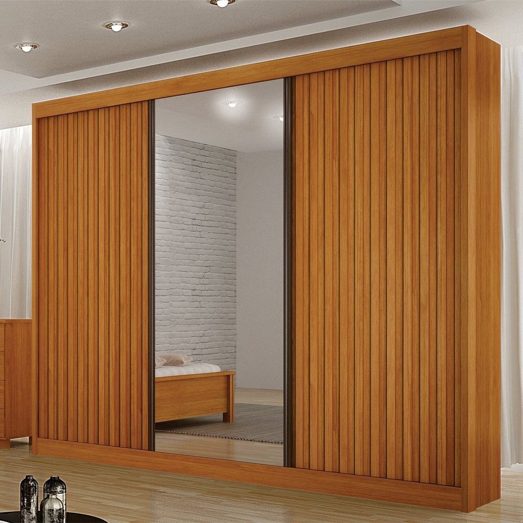 Guarda-roupa para Casal com Espelho San Marino 100% MDF  Cinamomo em Oferta na Shopee