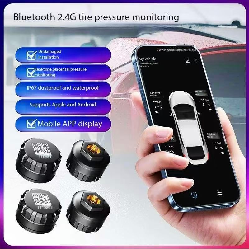Carro TPMS Roda Motocicleta Monitor De Pressão Dos Pneus Sensor Externo Conector APP Sem Fio