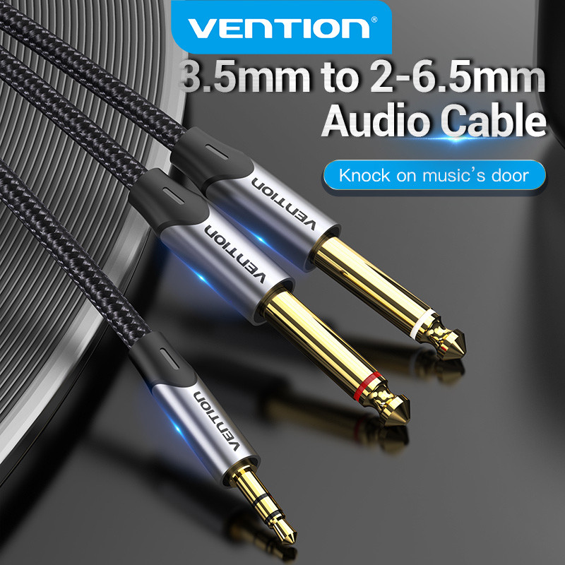 Cabo De Áudio Vention TRS 3.5 Mm Macho/TS 6.5 Conecta Telefone PC em Oferta na Shopee