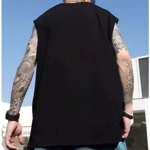 Camiseta Regata Básica Promoção Longline em Algodão Lisa Sem Estampa Musculação Casual Envio Rápido