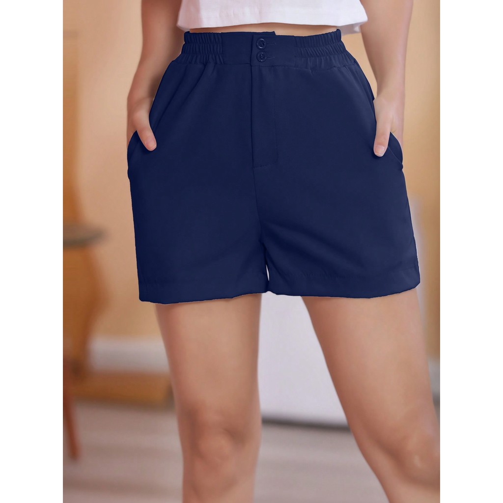 Shorts feminino com dois botões/cintura elástica bolsos plus size tem G1 G2 G3 verão inverno/Coleção natal Coleção 2025